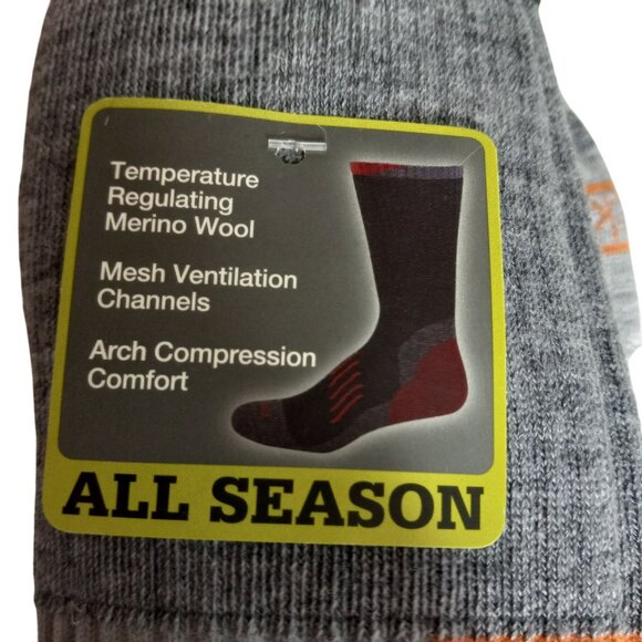 Dickies Size 6-12 Crew Socks Men Steel Toe Merino Wool Blend All Season Gray NEW - Picture 4 of 5